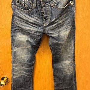 Buffalo/David Bitton slim King bootcut whiskered medium blue wash. Size W33/L32